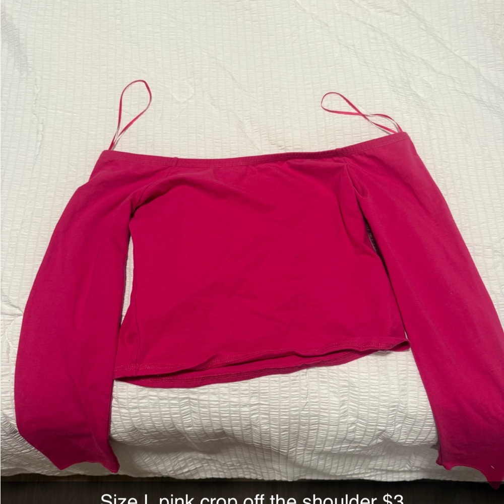 Rainbow Hot Pink Off-Shoulder Crop Top